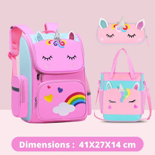 Merveille Licorne - Ensemble d'école : Sac à dos Trousse à crayon et Sac à lunch